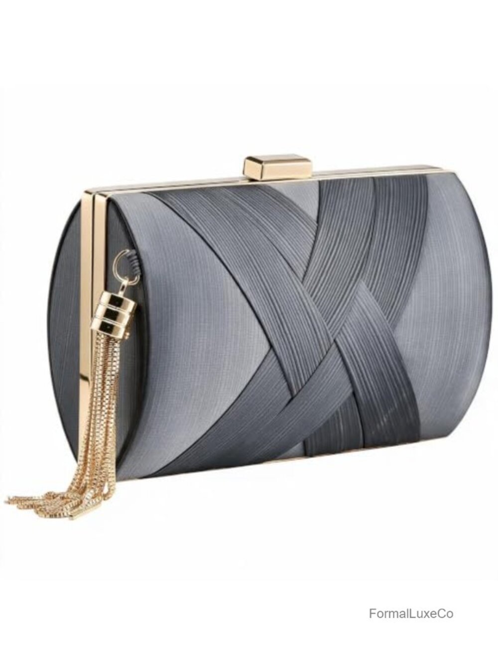 Silk Satin Evening Clutch with Tassel Detachable Chain